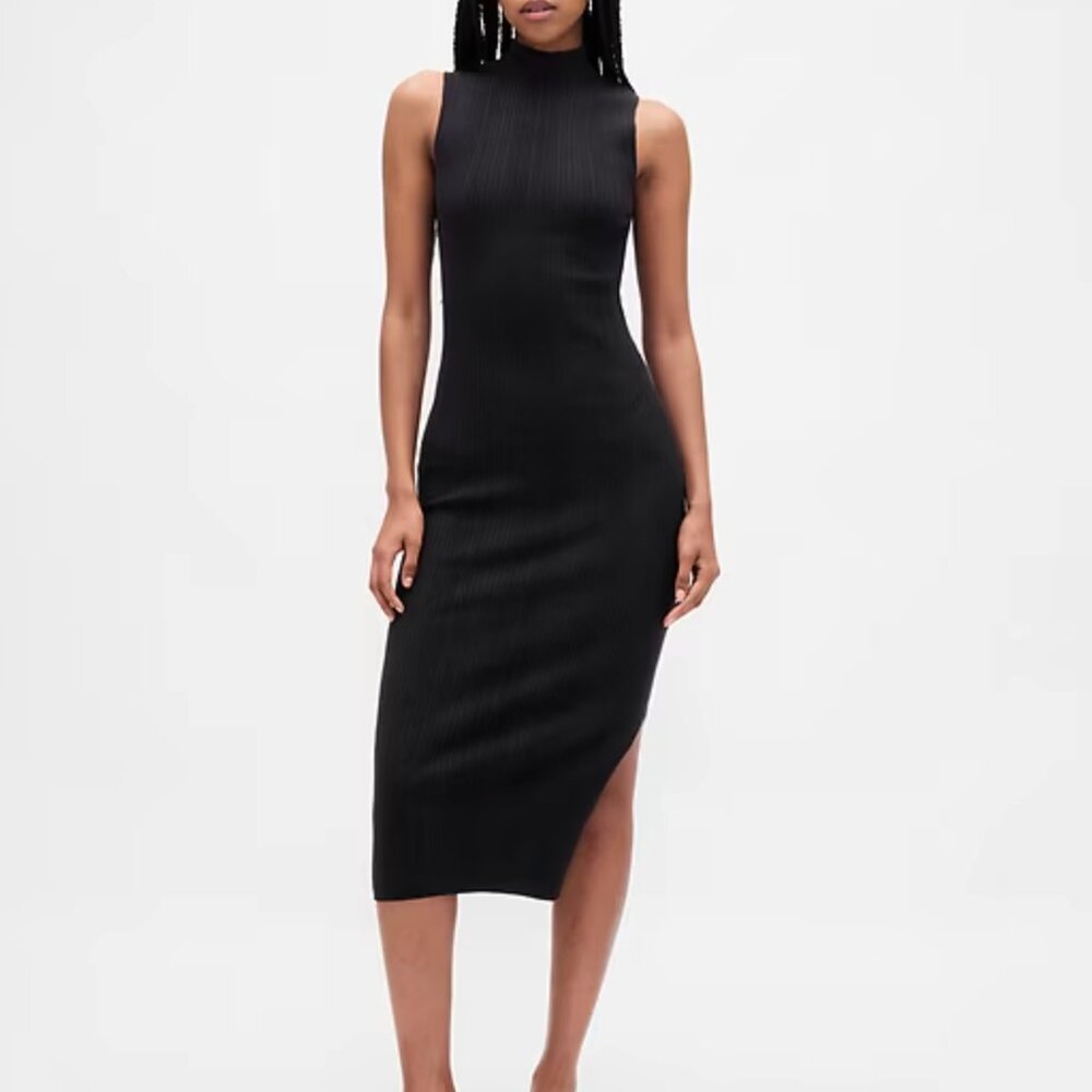 NWT GAP Rib Midi Sweater Dress in True Black